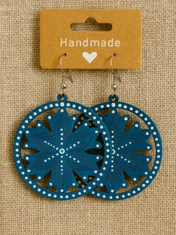 Drewniane kolczyki koła NIEBIESKIE